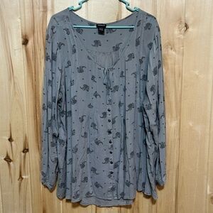 Torrid Grey Paisley Print Button Down Blouse Size 3X‎